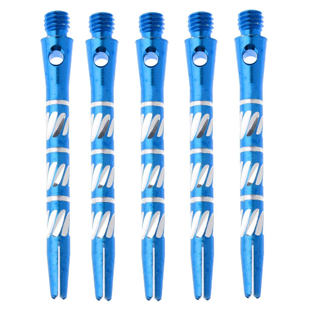 5 Pcs 50mm Thread Alloy Re-Grooved Dart Stems Shafts Silver Blue