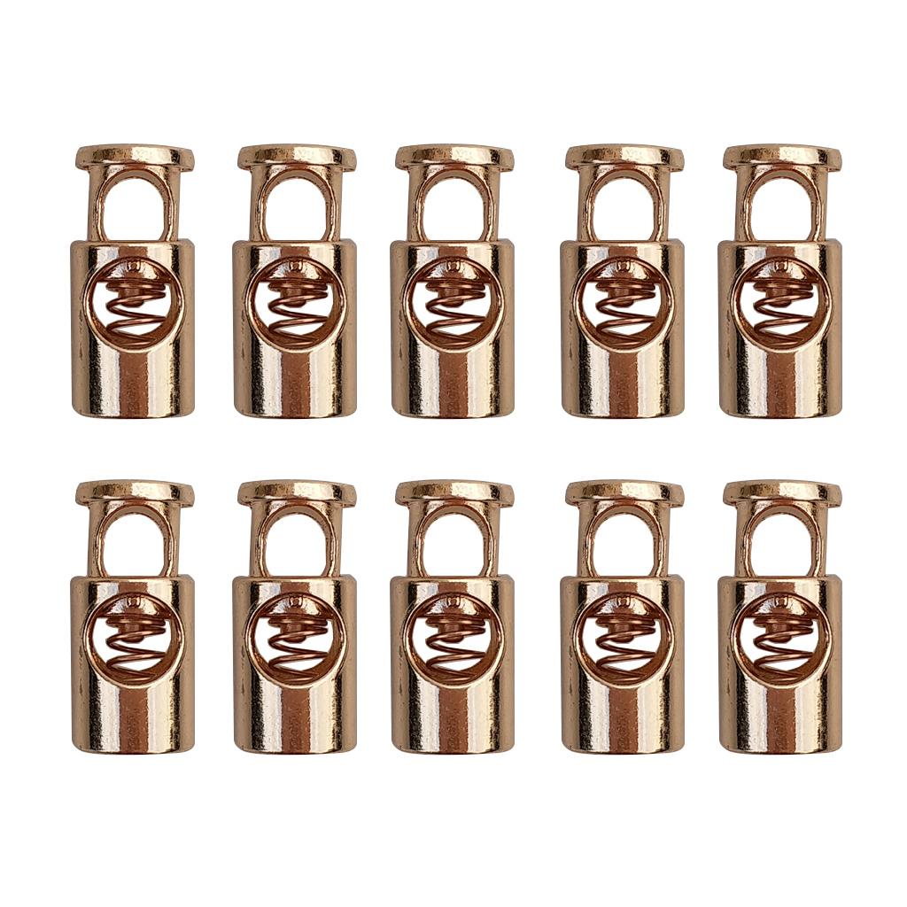 Pack of 10 Metal Toggle Spring Stop Single Hole String Cord Locks End Stopper Golden Sewing Accessories