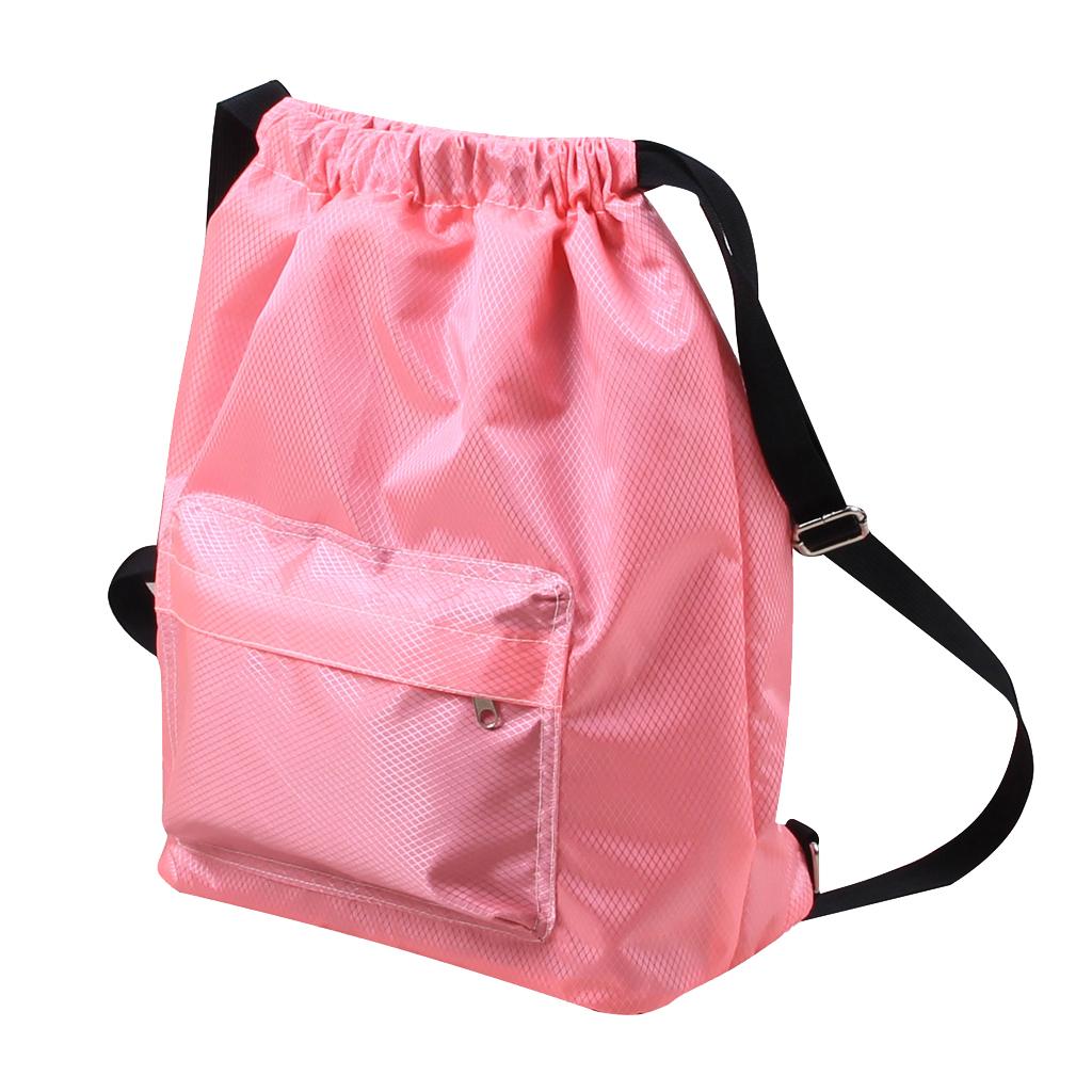 Women Men Swim Beach Drawstring Backpack Dry Wet Separated Bag Pack Pink 