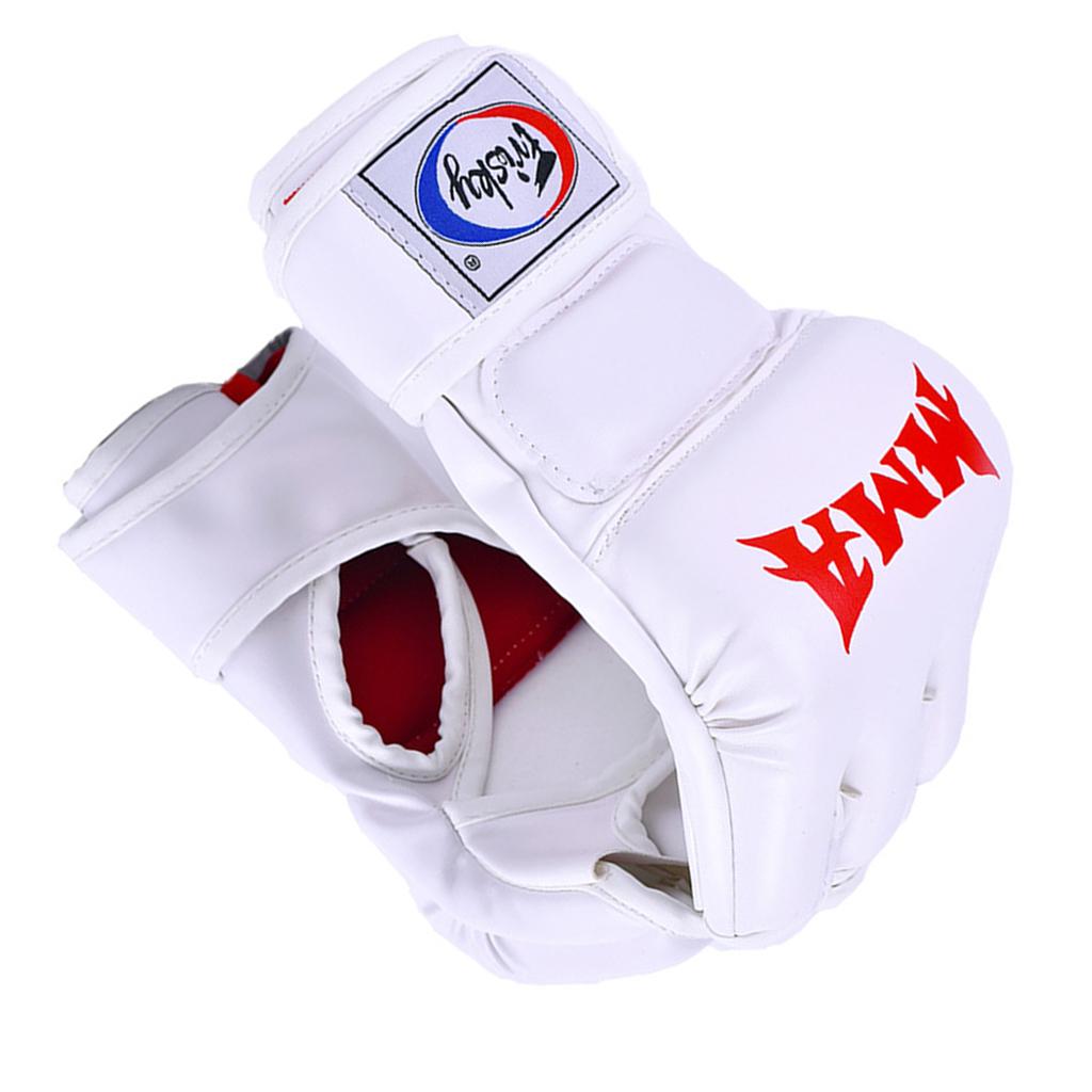 Boxing Training Gloves Taekwondo MMA Punching Martial Half Finger Mitts White