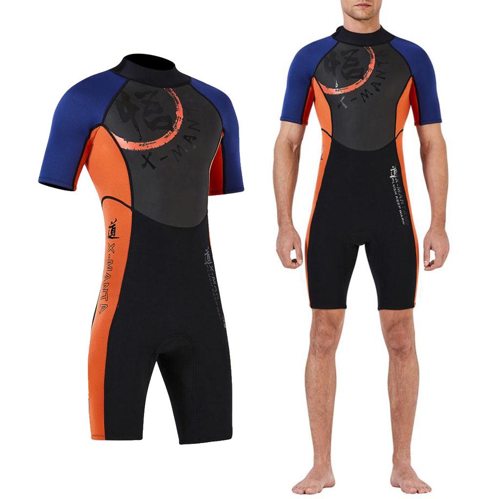 Men Short Sleeve Wetsuit Jacket Diving Jumpsuit Surfing Dive Swimwear  M