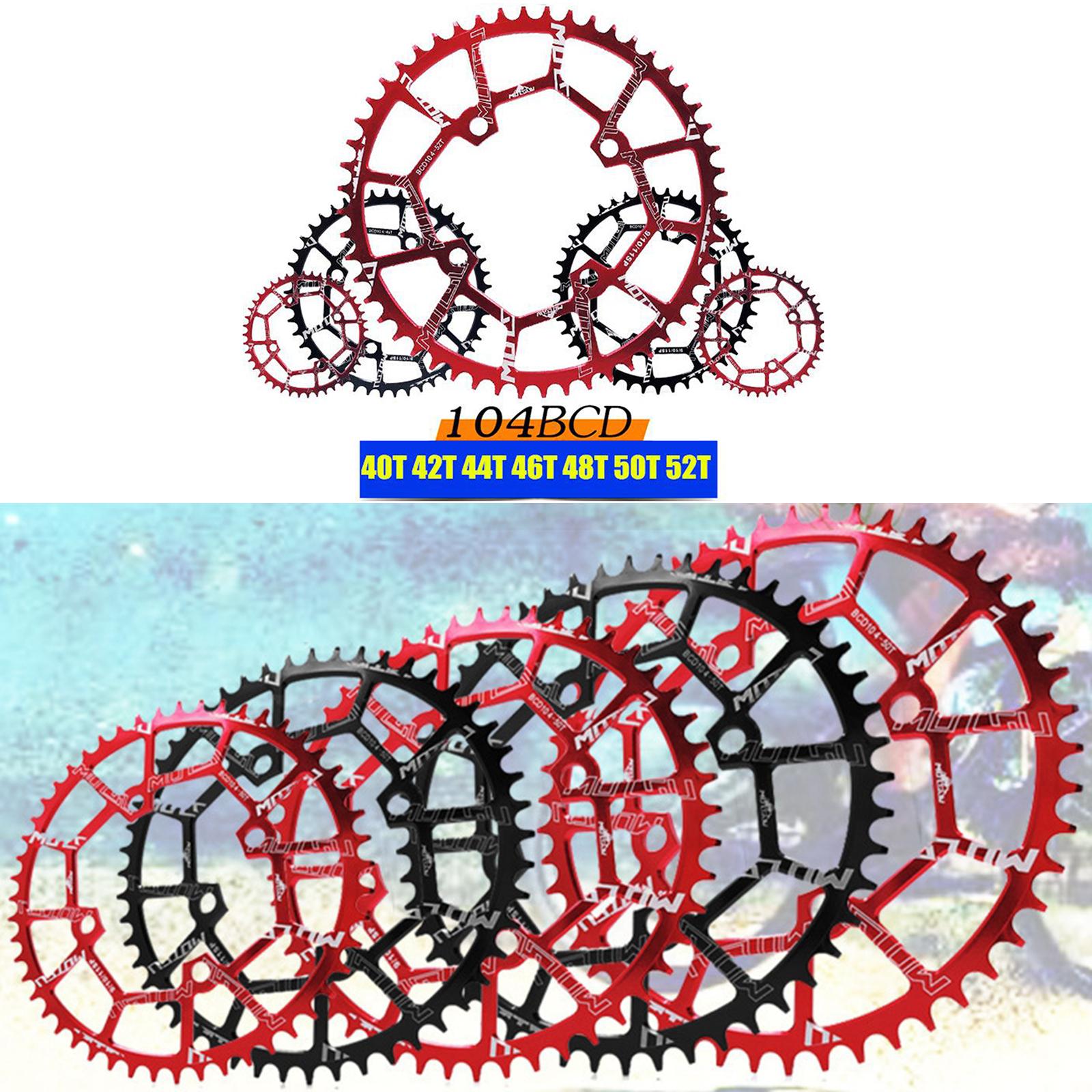 Bike Chainring 40T~52T 104BCD Chainwheel Bicycle Round Chain Ring Black 42T