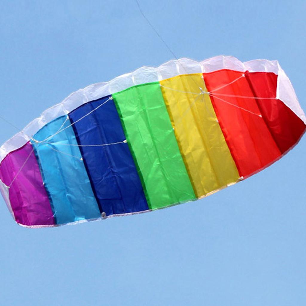 Stunt Power Kite Inflatable Durable Surfing Parafoil Rainbow Parachute 2m