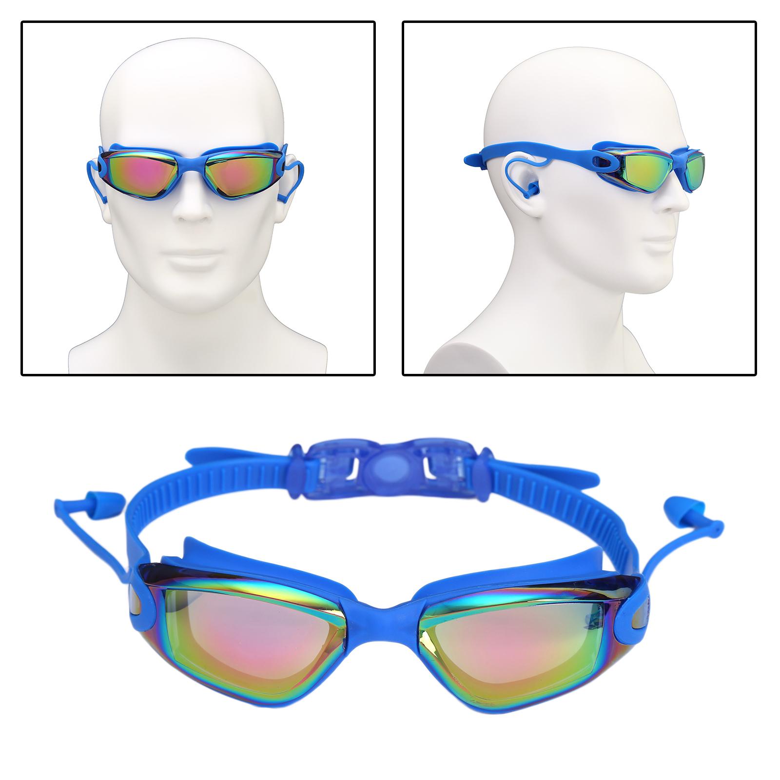 Swimming Goggles UV Protection Anti-fog Earplugs Swim Goggles Deep Blue