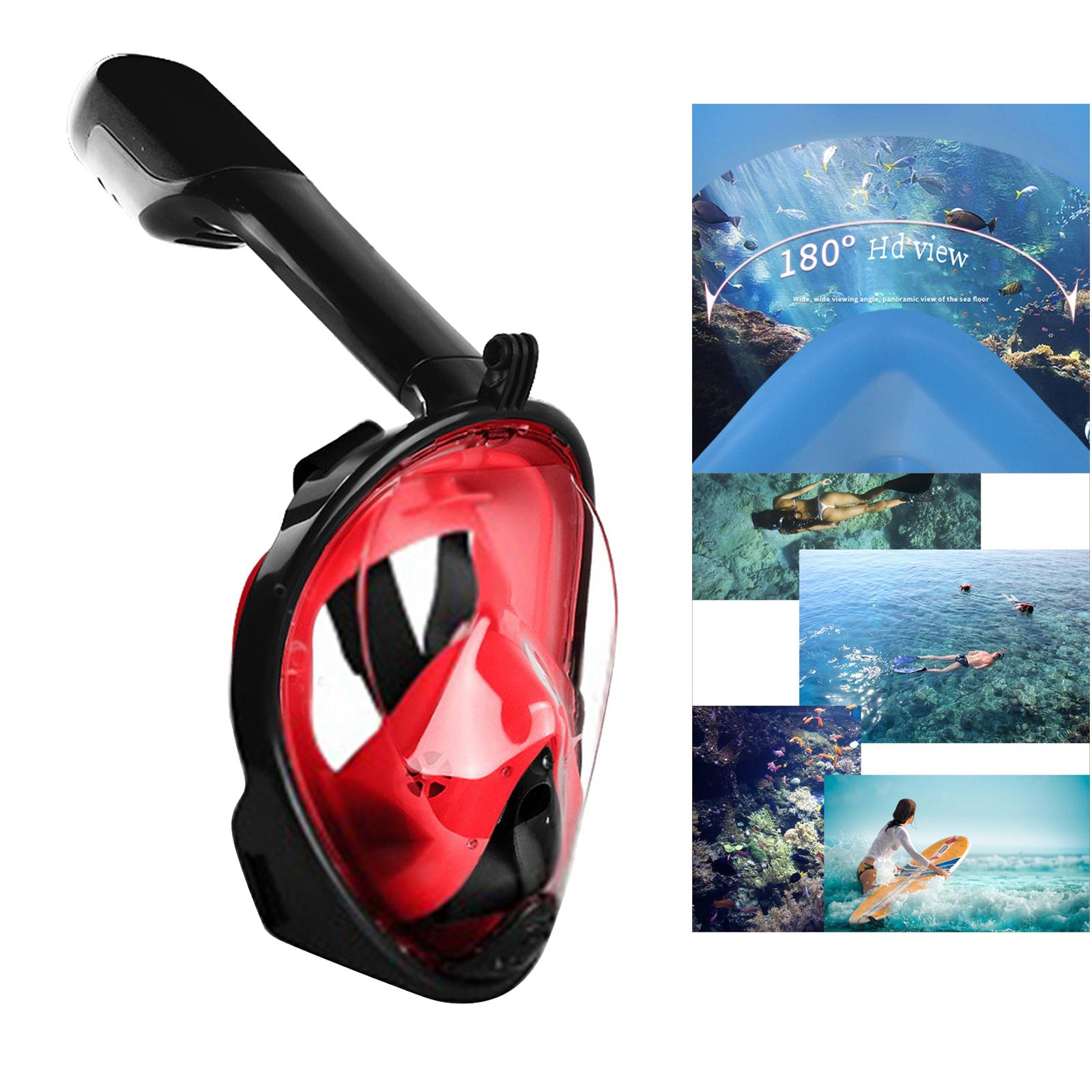 Snorkel Mask Full Face Snorkeling Diving Mask Goggles  Black Red X XL