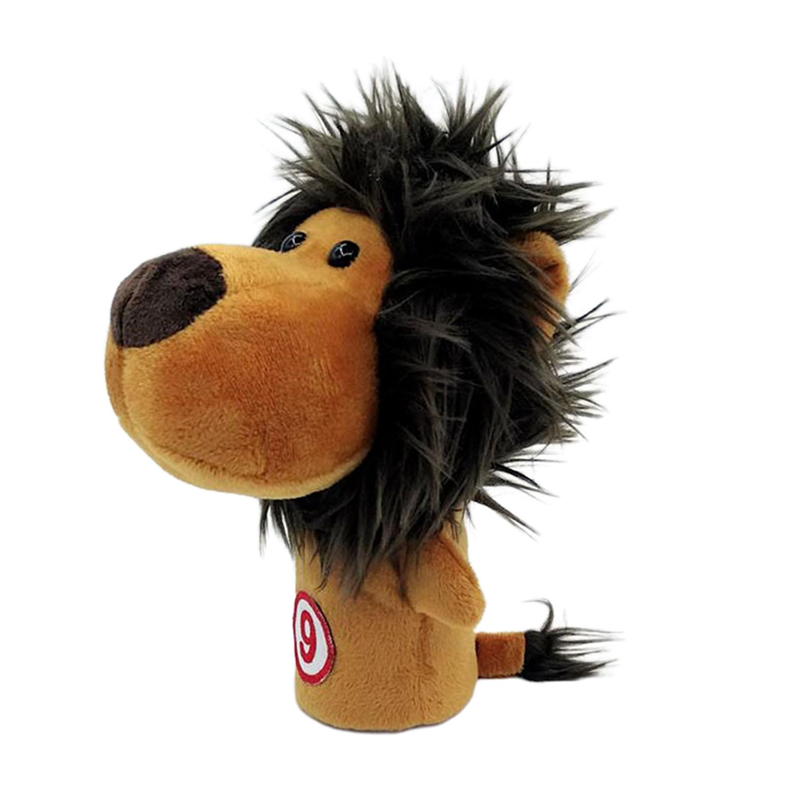 Novelty Plush Animal Golf Iron Headcover Wedges Club Head Cover Lion No.9