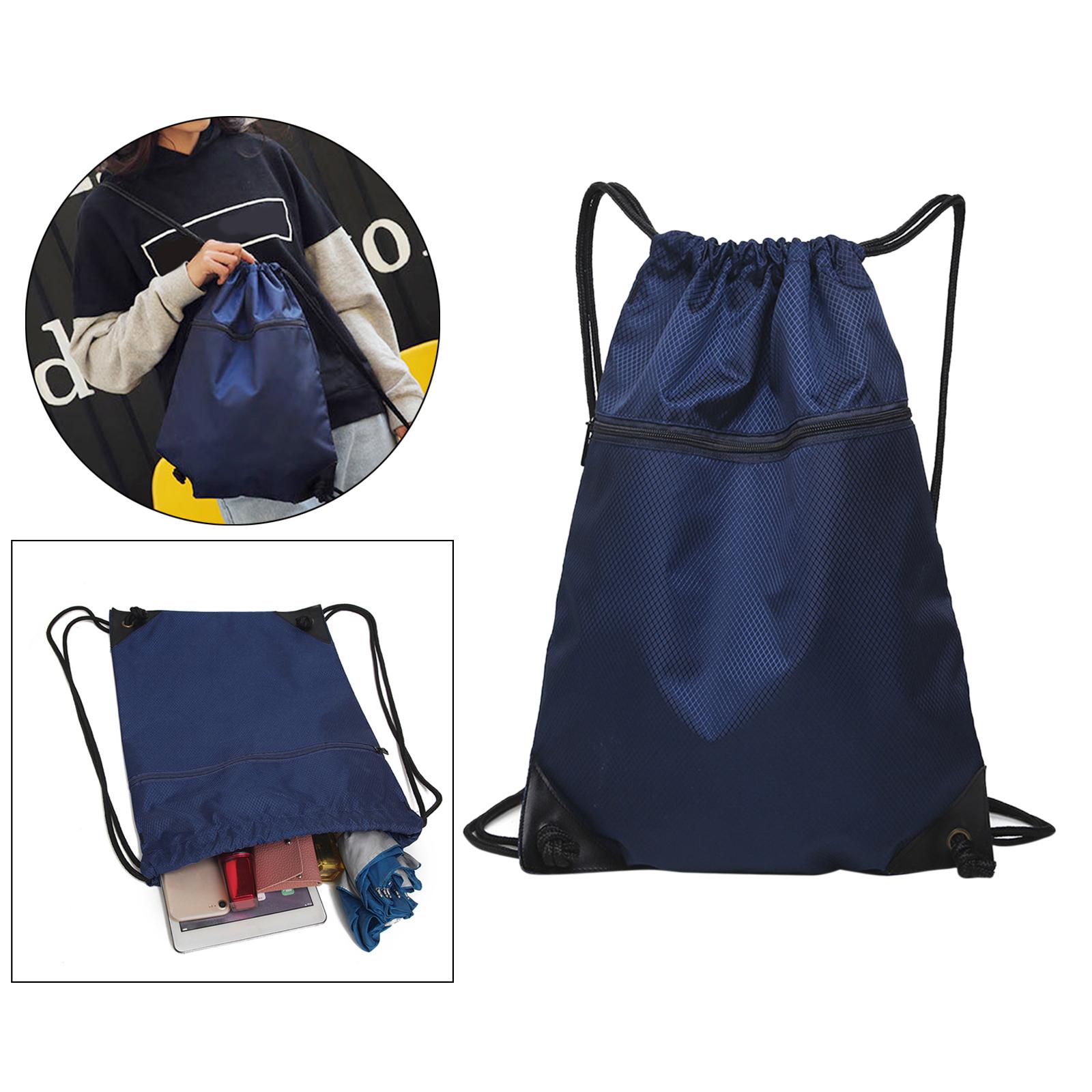 Travel Nylon Drawstring Bag Sack Beach Gym Backpack Shoes Bags Dark Blue