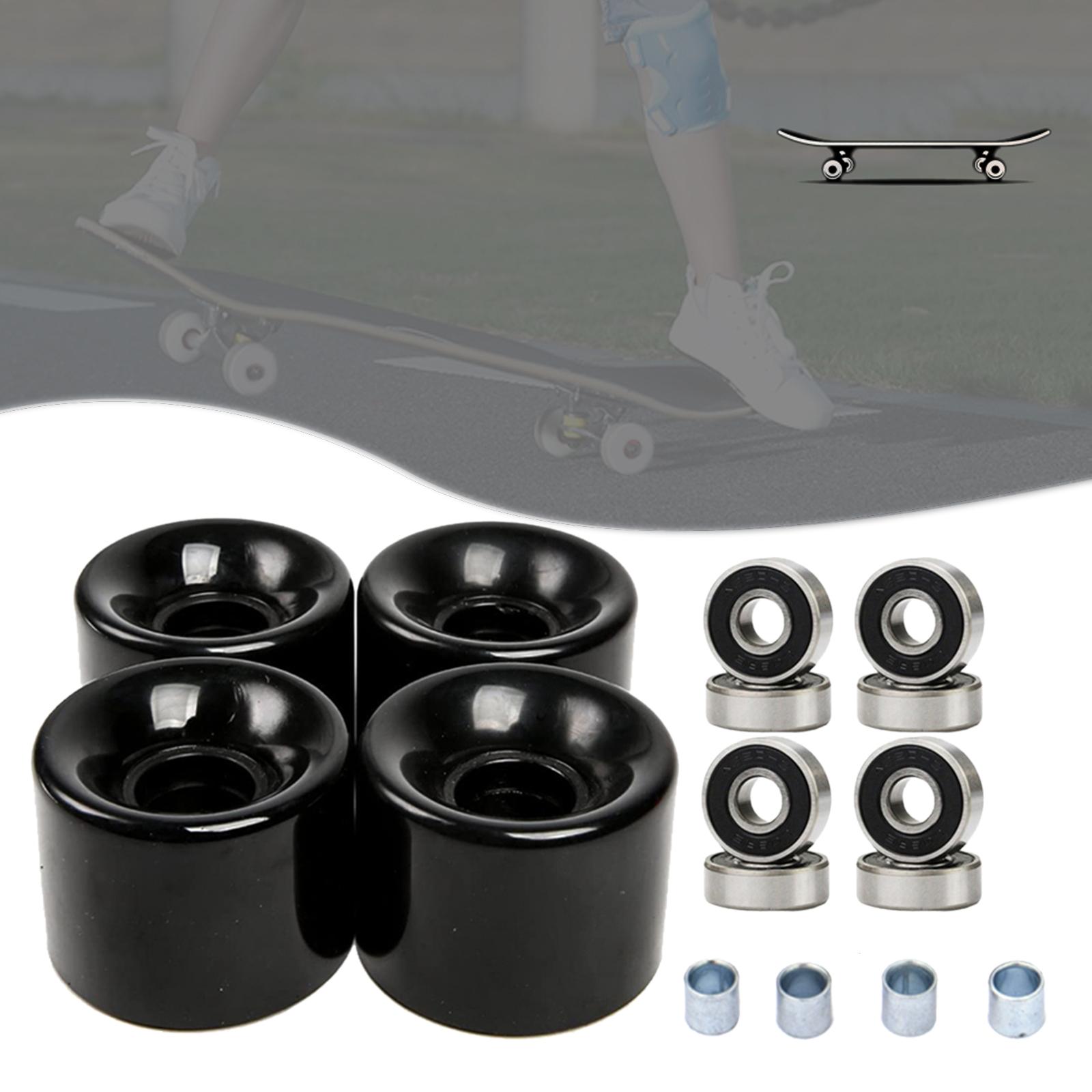 Skateboard Wheels with Bearings 60mm Wheels Set of 4 Black Black Cover