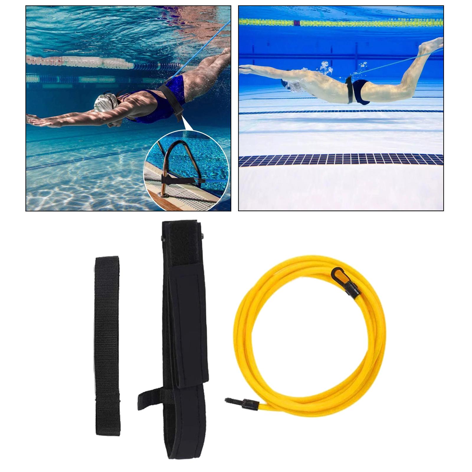 4m Swimming Resistance Belt Swim Tether Trainer Training Aids Yellow 10mm