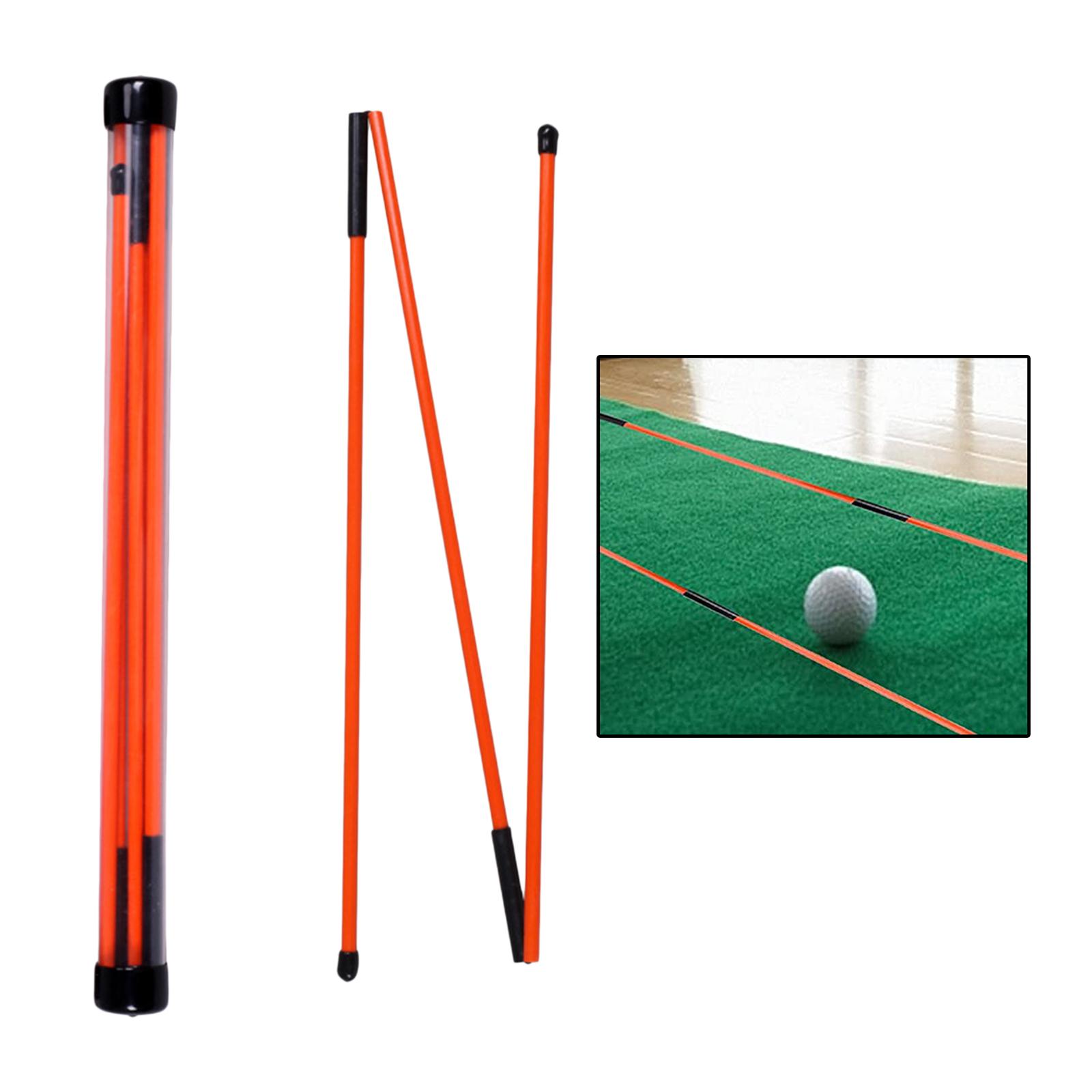 2Set Golf Alignment Stick Aiming Training Aids Putting Swing Practice Orange