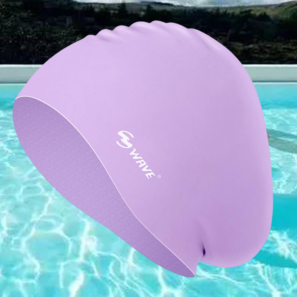 Long Hair Swim Hat High Elasticity Bathing Swimming Hat Womens Purple
