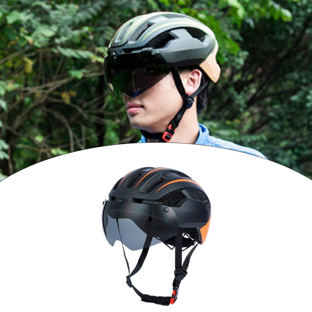 Cycling Bicycle Bike Helmet With Visor Taillight Shockproof Orange