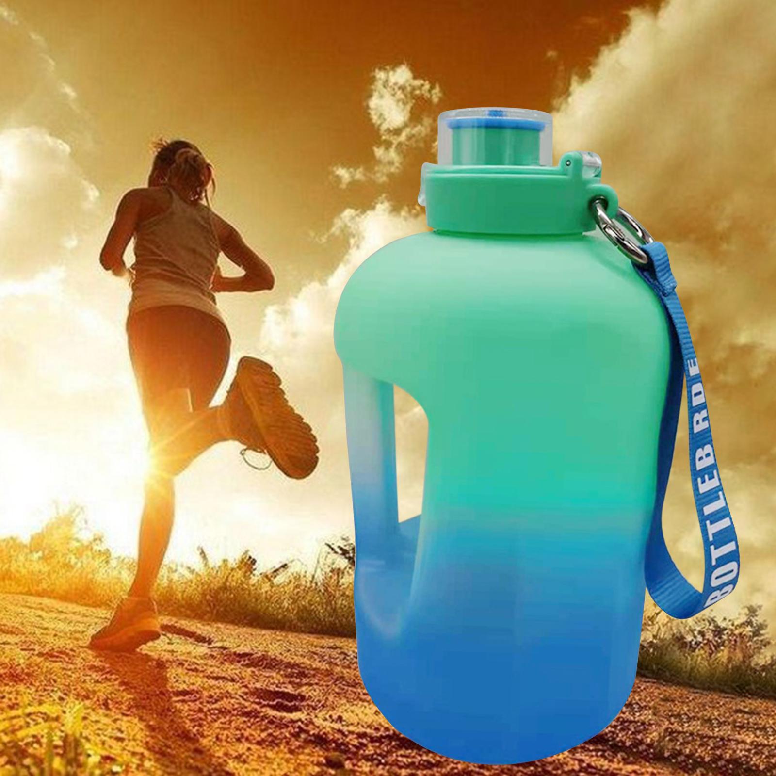 Plastic BPA Free Water Bottle Time Reminder Jug for Camping Outdoor Activity Green Blue