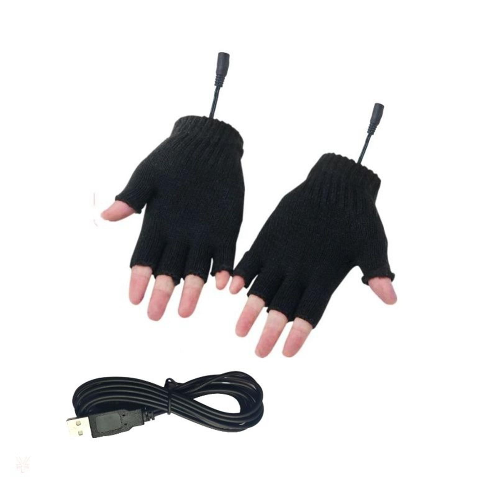 Winter USB Heated Gloves Hand Warmer Electric Heating Gloves Black