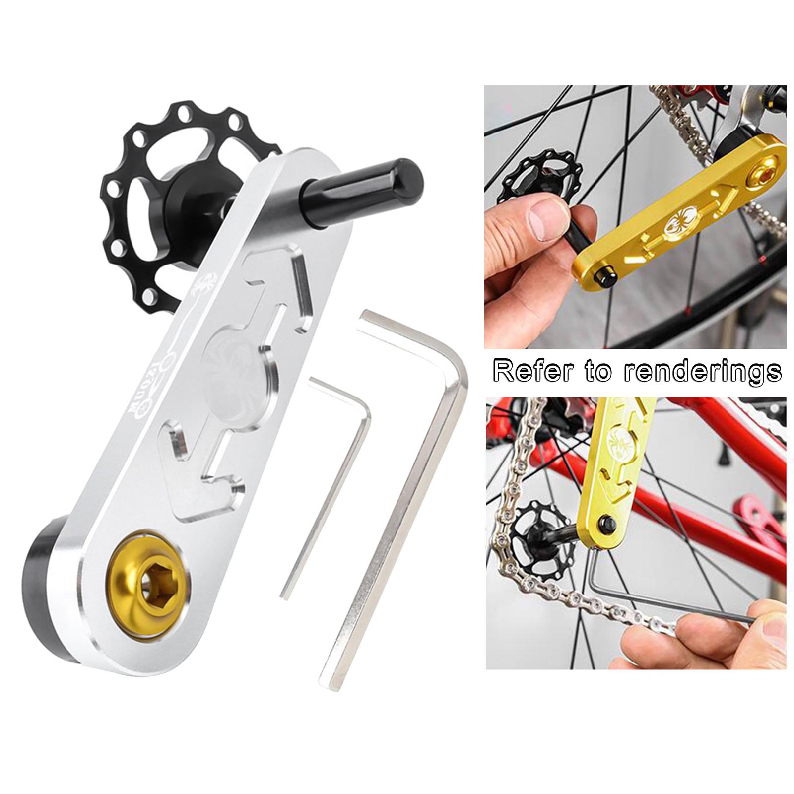 Bike Chain Tensioner Single Speed Bicycle Converter Cycling Convert Tool Silver