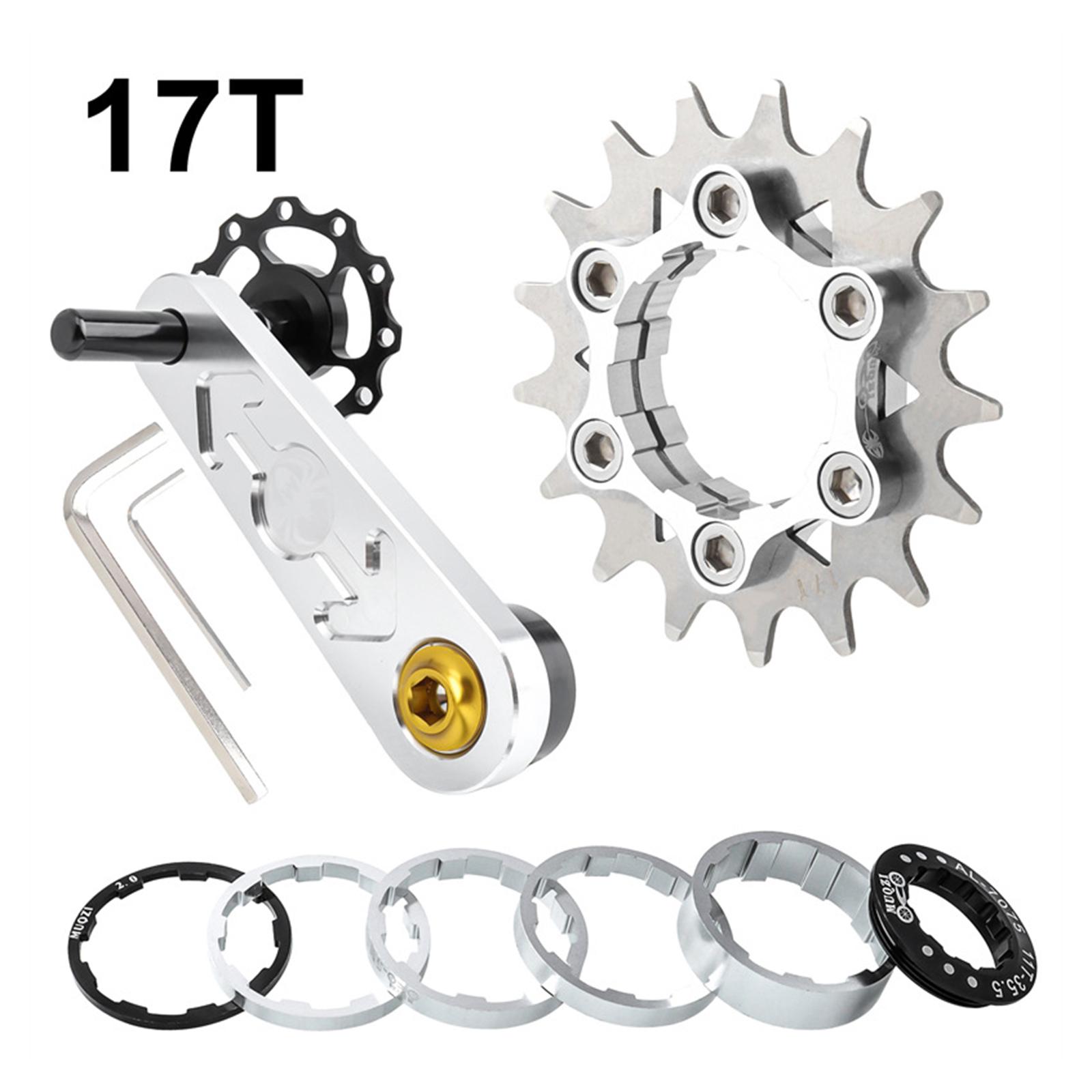 2xBike Single Speed Cassette Cog MTB Bicycle Chain Tensioner Silver 17T