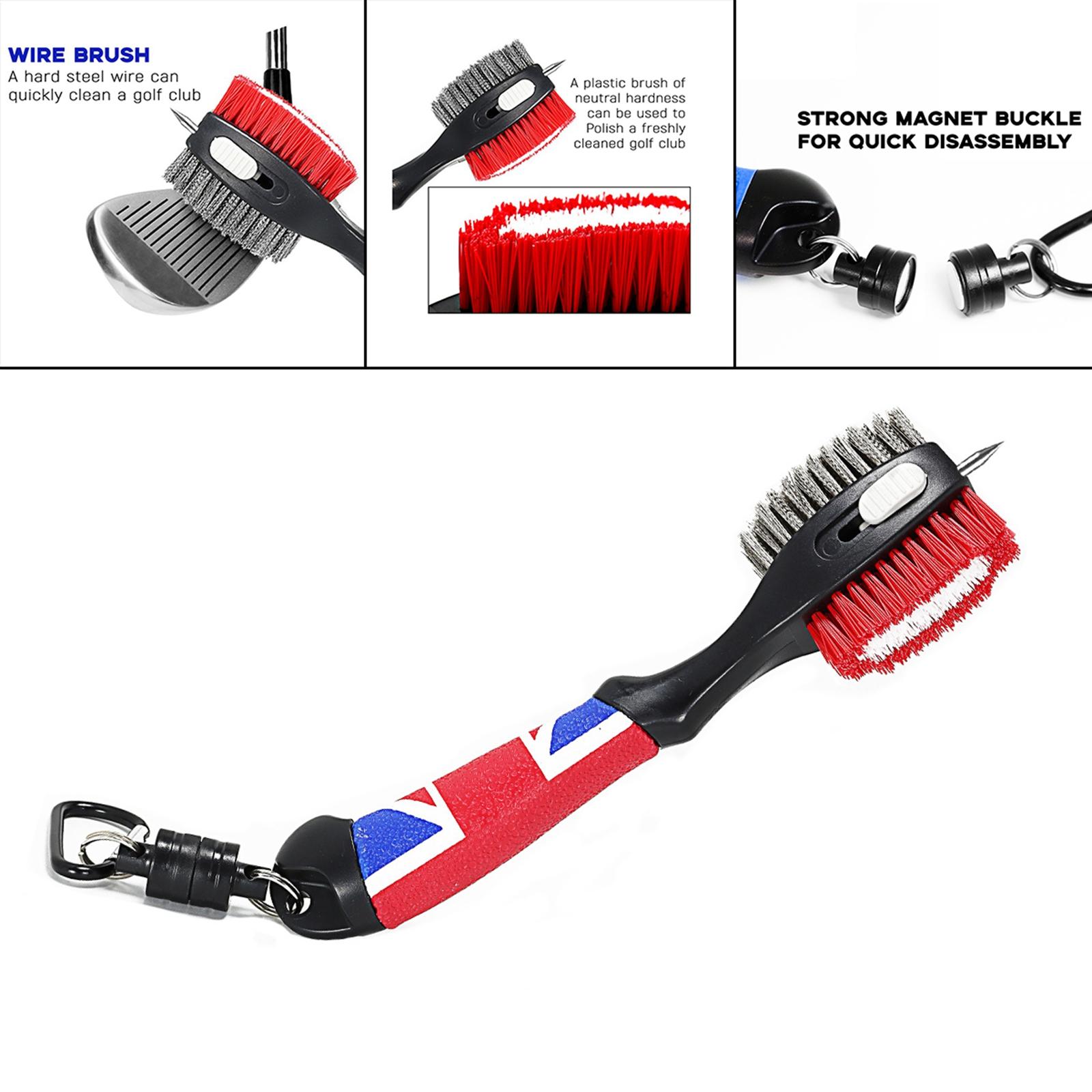 Golf Cleaner Retractable Brush Training Supplies with Carabiner for Women British flag