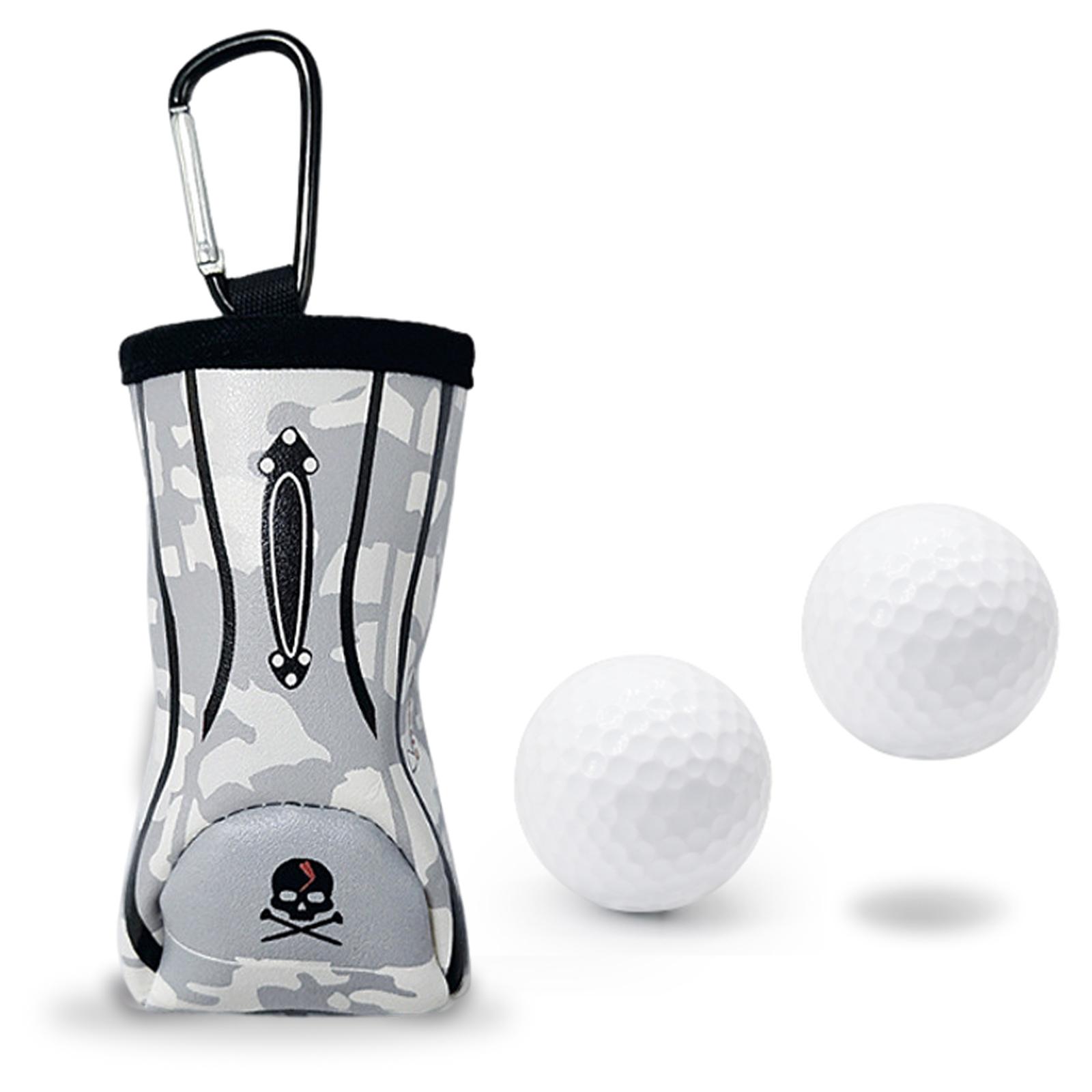 Small Waterproof Leather Golf Ball Storage Pouch Pocket Bag Gray