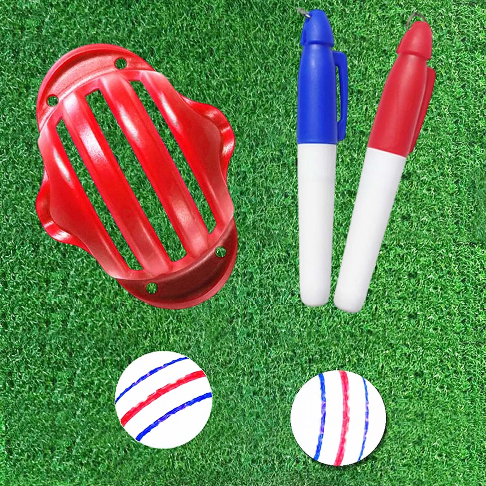 Golf Ball Liner Marker Line Drawing Alignment Tool Template with Marker Pens Red with 2 pen