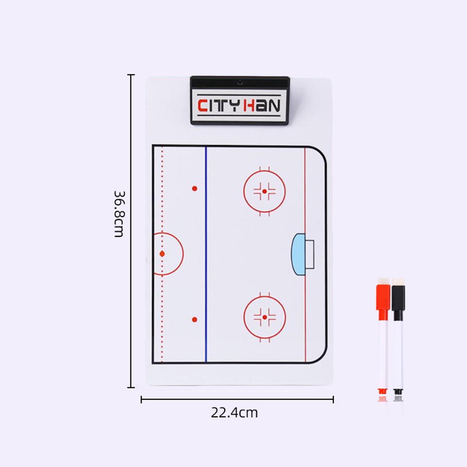 Double Sided Ball Coaching Board Coaches Clipboard with Pen for Strategizing Puck