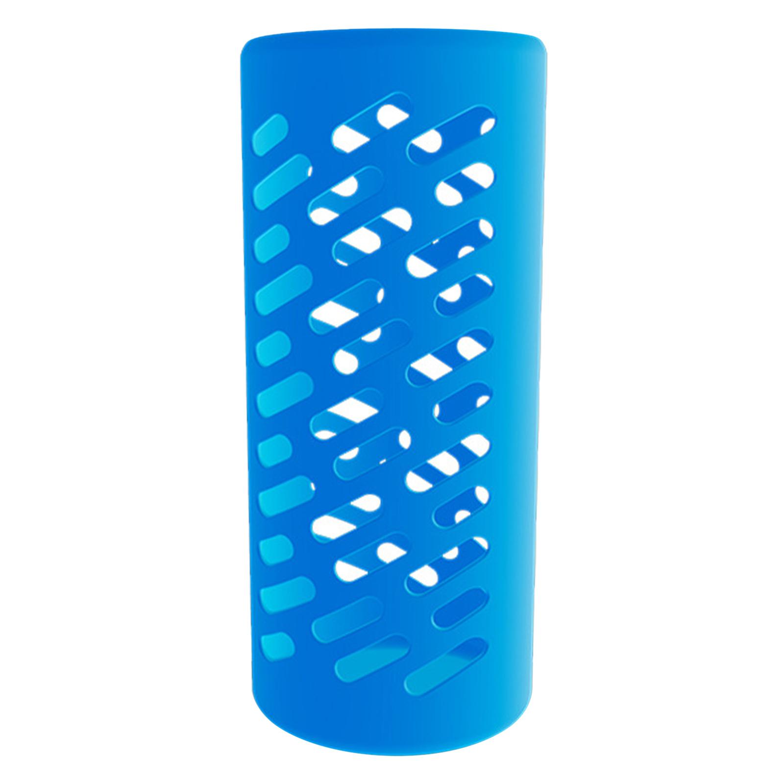 Water Bottle Silicone Sleeve Insulated Nonslip Protective Cover 32oz Blue