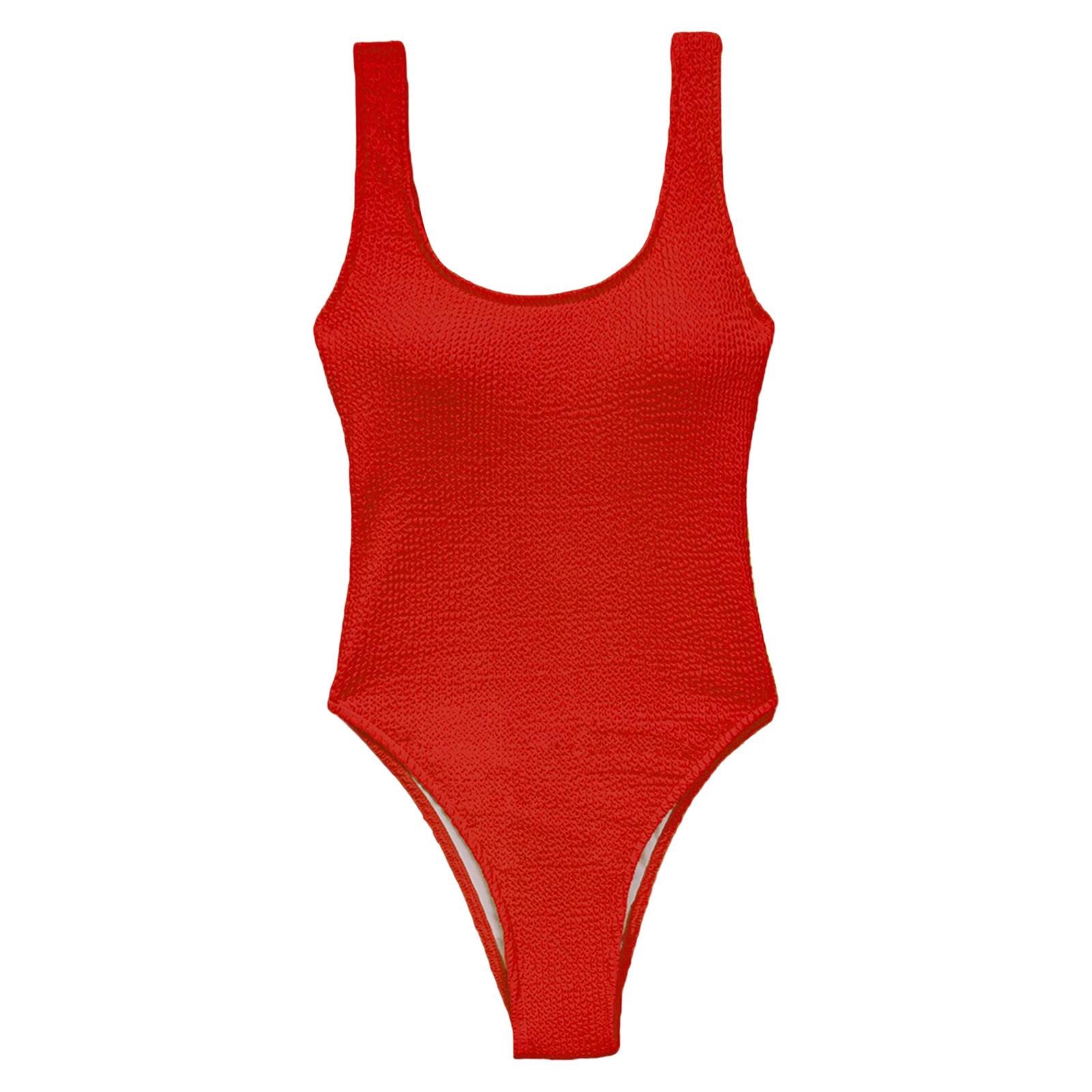 Swimsuit with Chest Pads Beachwear Thong Bathing suits Women M Red