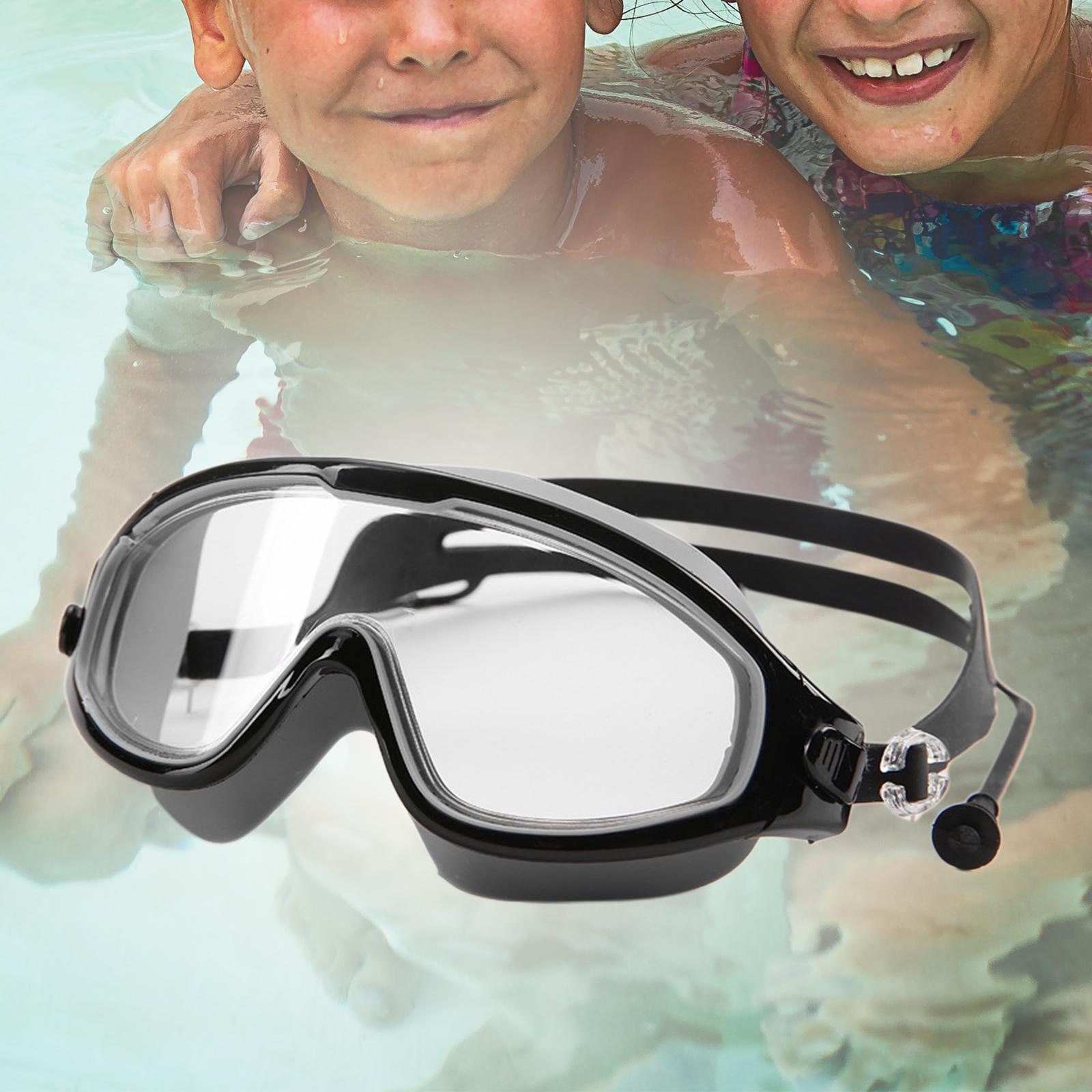 Kids Swim Goggles with Earplug Adjustable for Kids 6-14 Teenagers Boys Girls Black