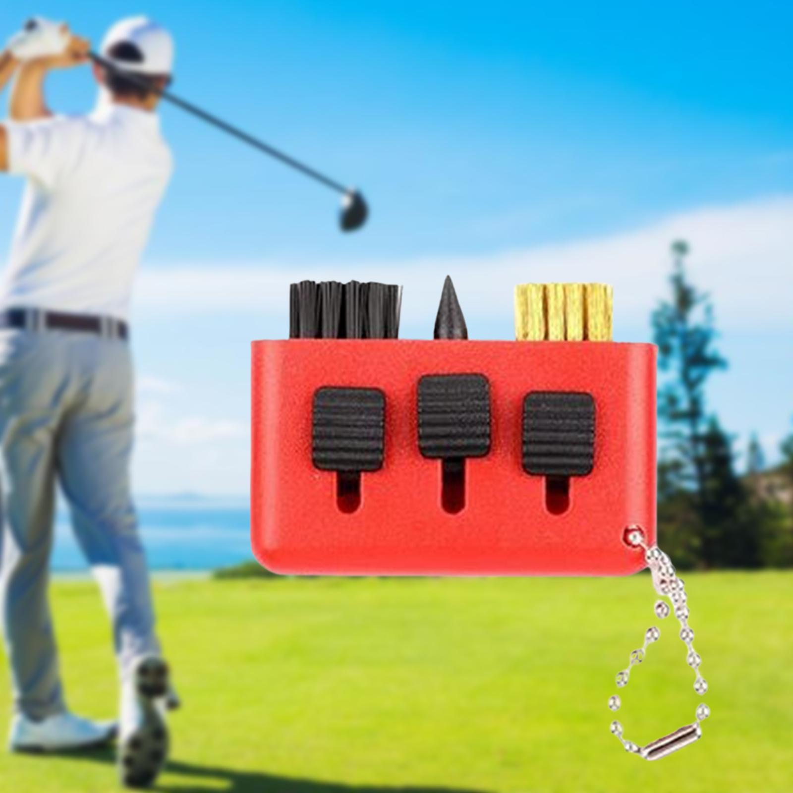 Golf Club Cleaning Brush Convenient Carrying for Golf Club Maintenance, Tool Red