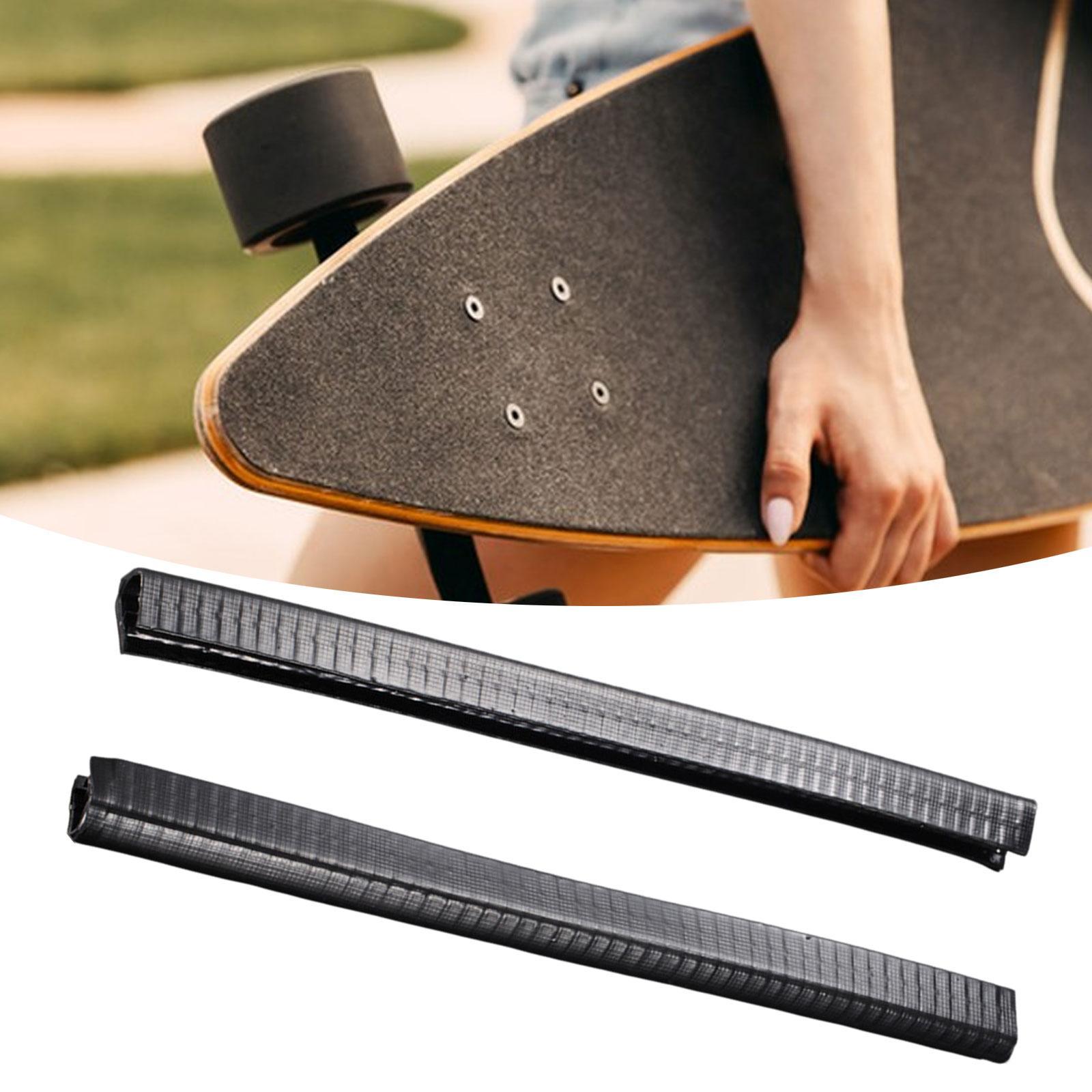 2Pcs Skateboard Deck Guards Protector Hardware Mounting Longboard Deck Strip Black