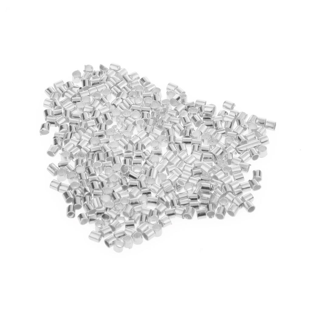 600pcs Silver Plated Crimp Tube End Beads 1.5*1.5MM