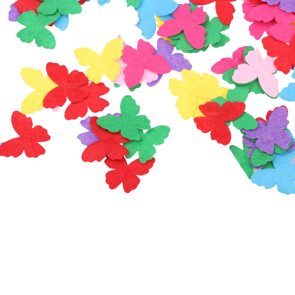 200pcs Flower & Butterfly Shape Craft Felt Die Cut Applique DIY Card Making
