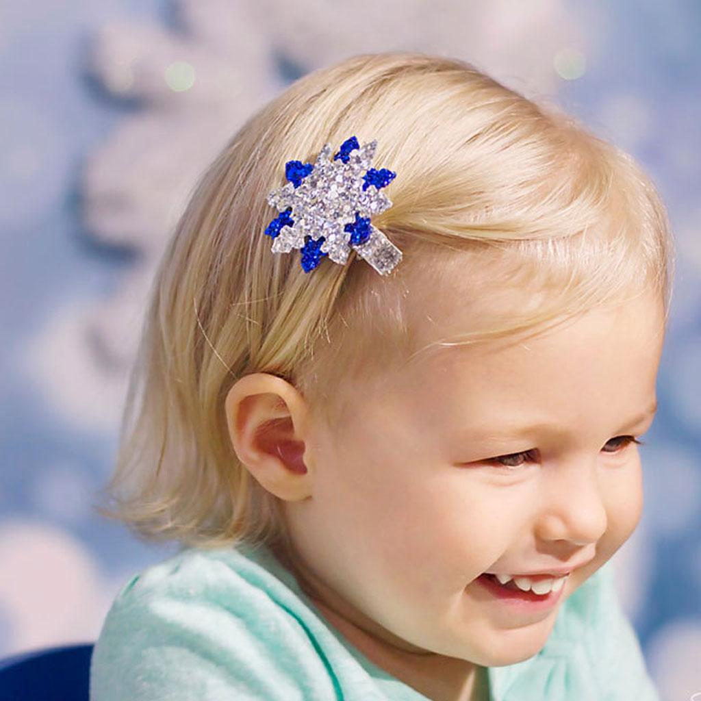 1Pc Sequins Snowflake Hair Clip Barrettes Hairpin Kids Girls Silver Blue