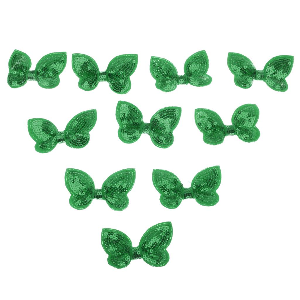 10pcs Glitter Bow Sequins Appliques BEAD DIY Style Beauty Deco Green