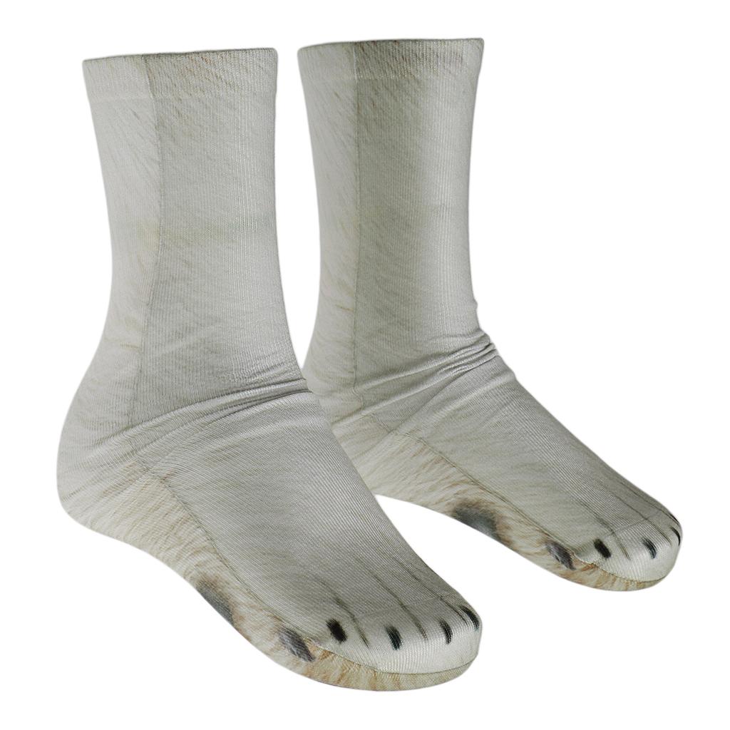 3D Animal Printed Paw Crew Socks Unisex Funny Fashion Adult Socks Polar bear