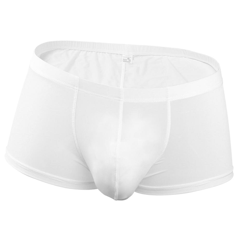 Mens Underwear Shorts Solid Boxer Briefs Underpants Sexy Lingerie L White