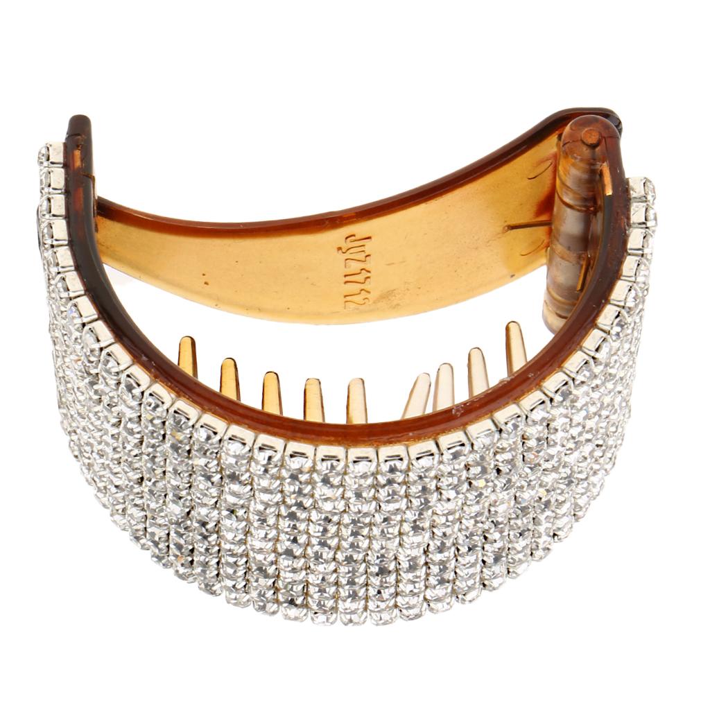 2x Bling Rhinestone Hair Claw Clip Ponytail Holder Teethed Cuff Wrap Clamps