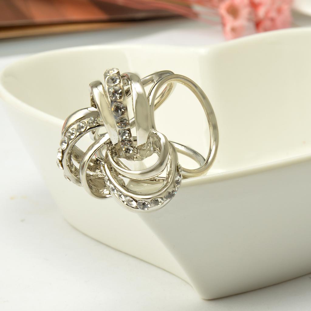 Fashion Women Rhinestone Three Loops Scarf Clips Wedding Party Favor Silver 