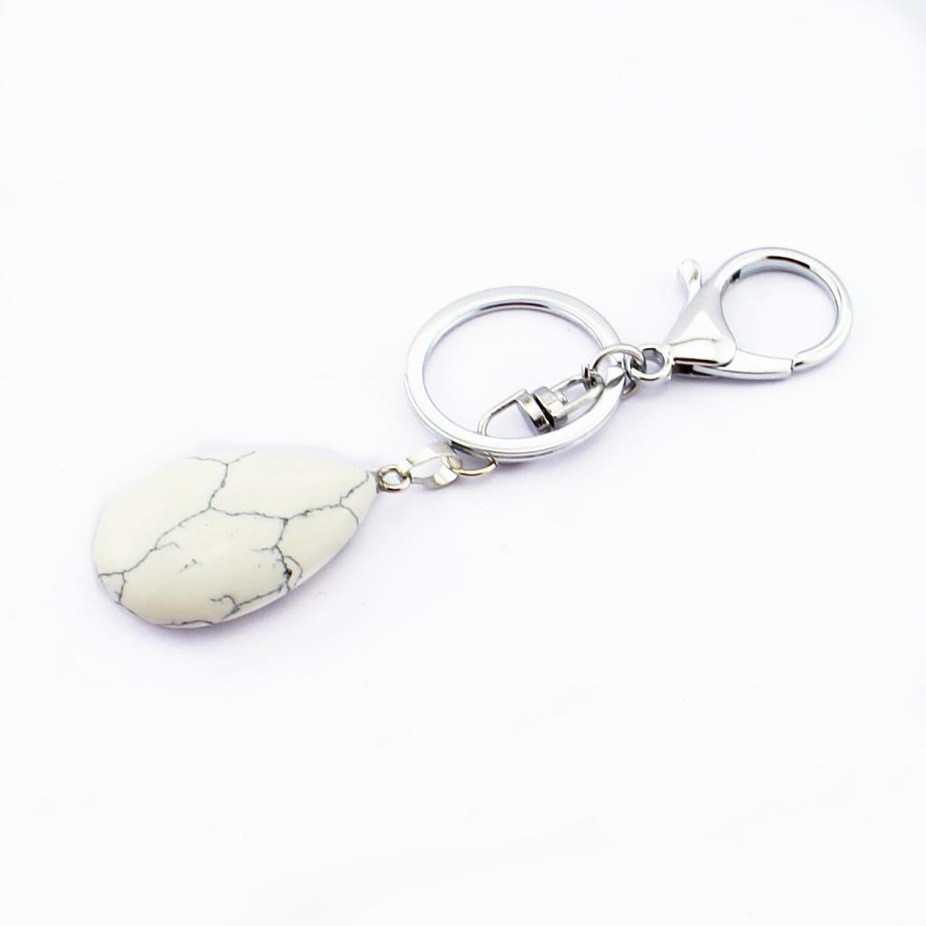 2xCute Waterdrop SHape Gemstone Pendant Keychain Keyring DIY Howlite