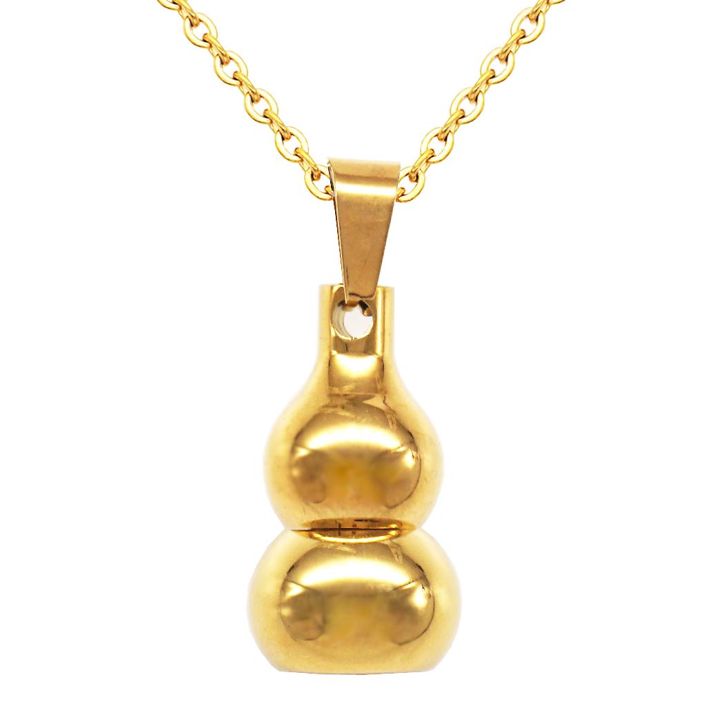 Calabash Shaped Memorial Keepsake Urn Pendant Necklace for Ash Gold