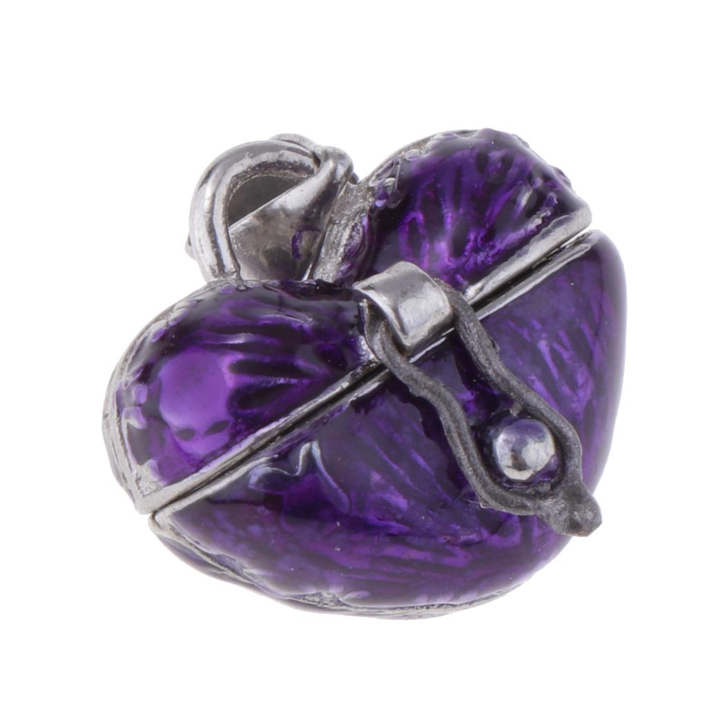 Locket Love Heart Enamel Cremation Keepsake Urn Pendant Ash Holder Purple