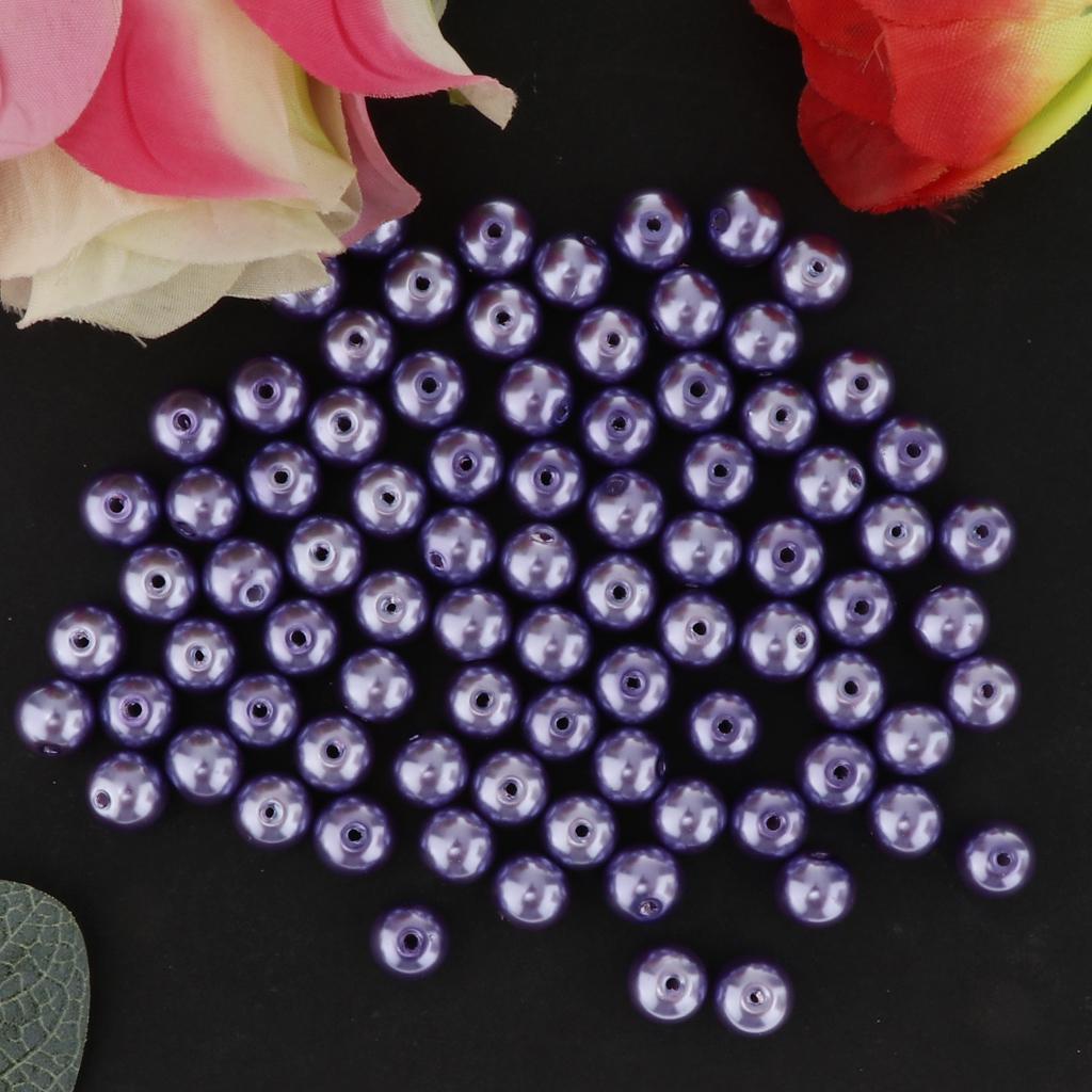 DIY 8mm/10mm 115/90 Plastic Loose Round Beads Strand Bracelet Purple