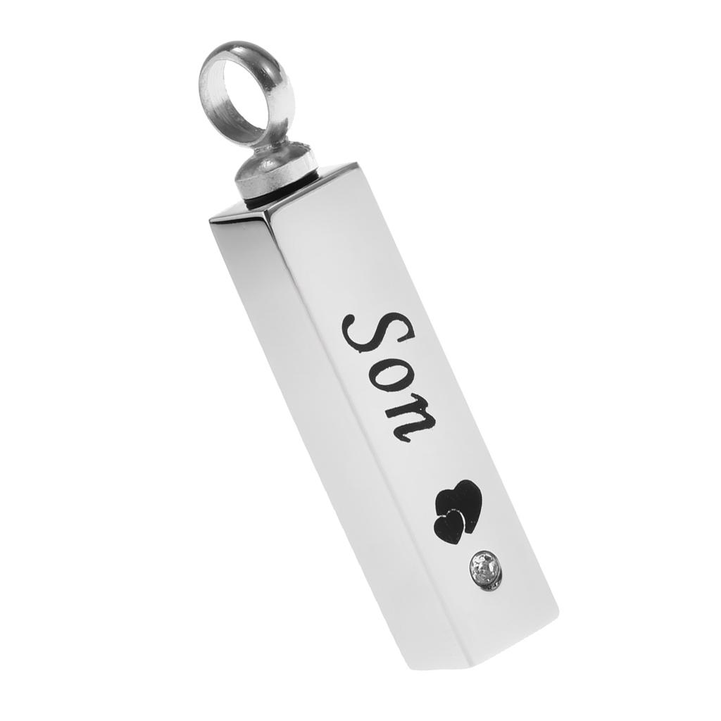 Stainless Steel Cube Urn Memorial Ash Keepsake Cremation Pendant Son