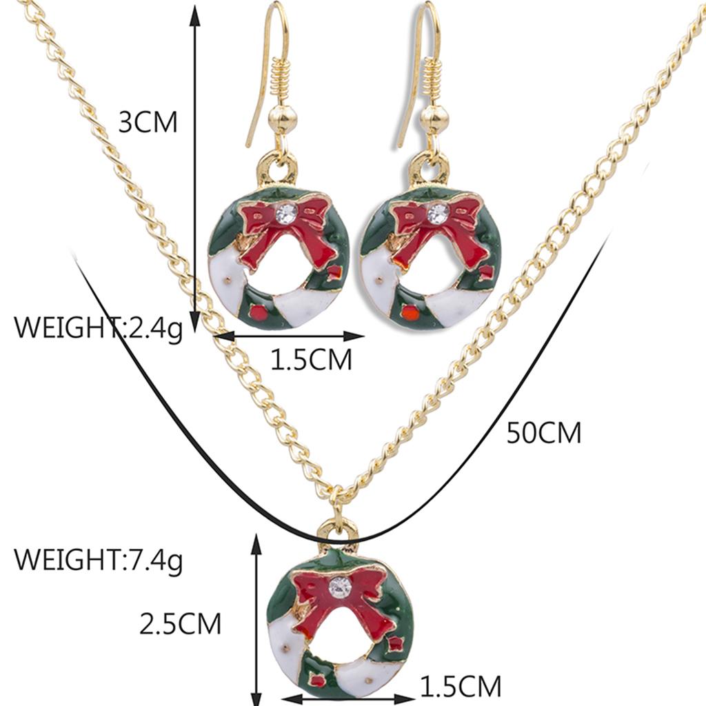 Christmas Themed Necklaces Earrings Jewelry Set Kids Gift Circle