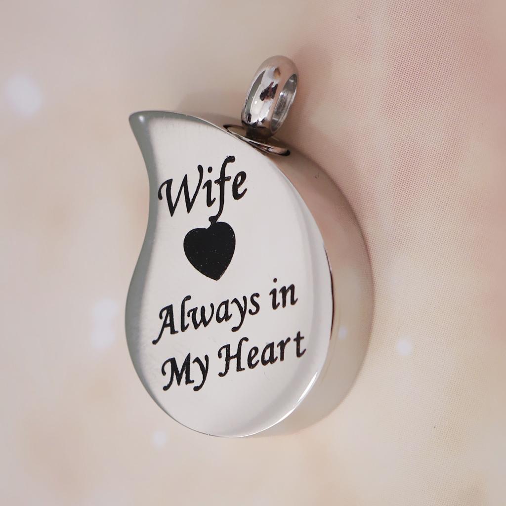 Stainless Steel Urn Necklace Pendant Cremation Ashes Keepsake Wife