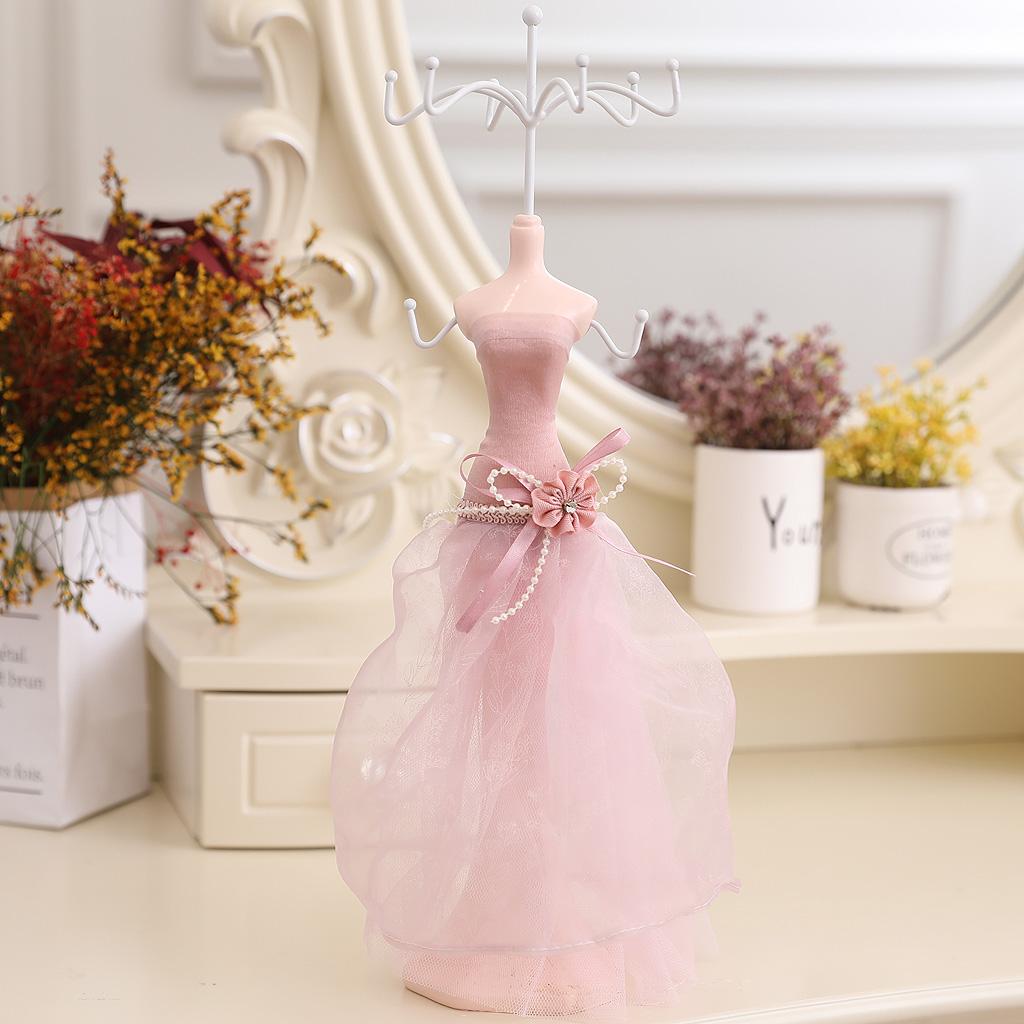 Elegant Evening Dress Lady Mannequin Hook Jewelry Organizer Display Showcase Pink 3