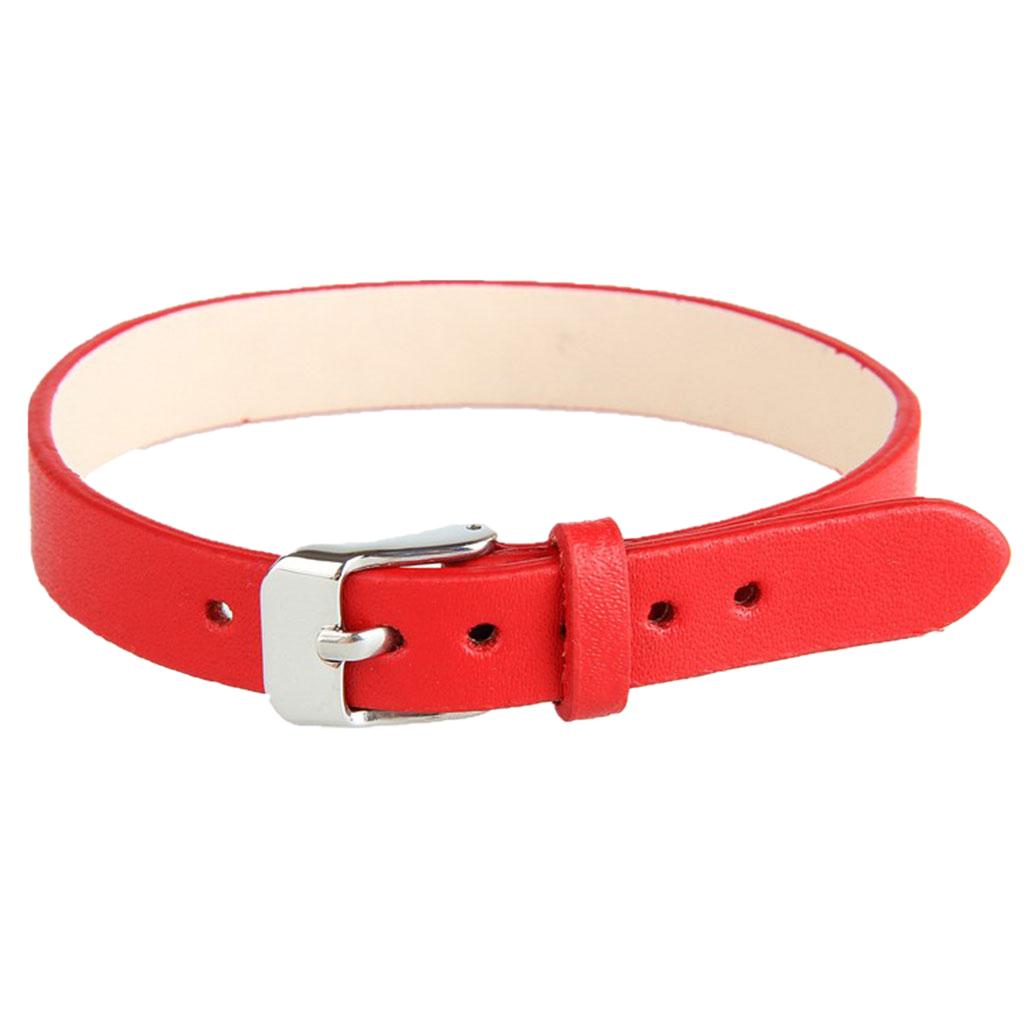 Fashion Cow Leather Wristband Cuff Bracelet Bangle Charm Women Jewelry Red