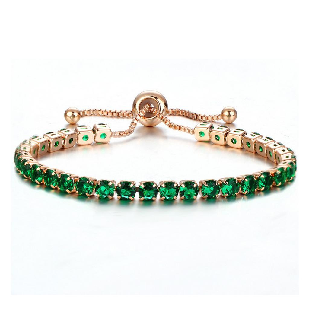 Women Fashion Adjustable Chain Bracelet Cubic Zirconia Bracelet Green