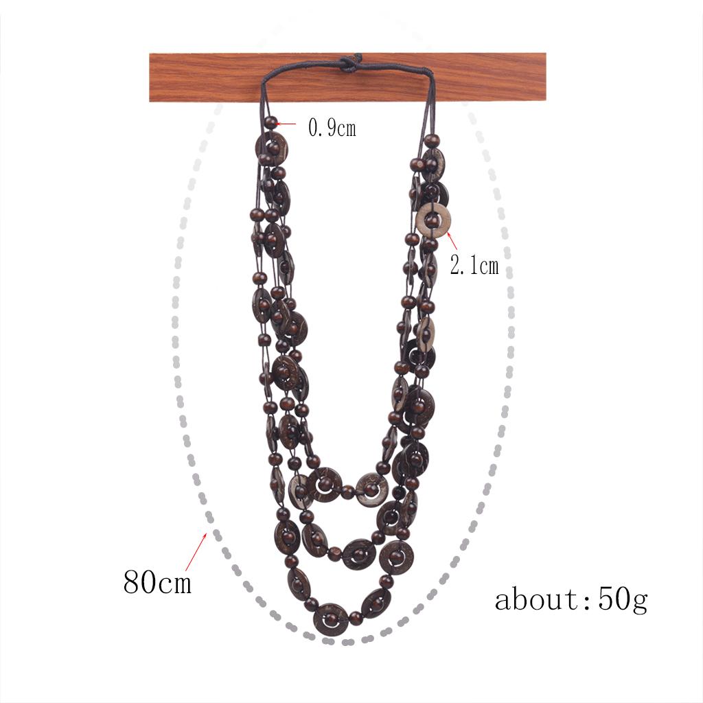 2xWomen Handmade Necklace Coconut Shell Wooden Beads Necklace Coffee