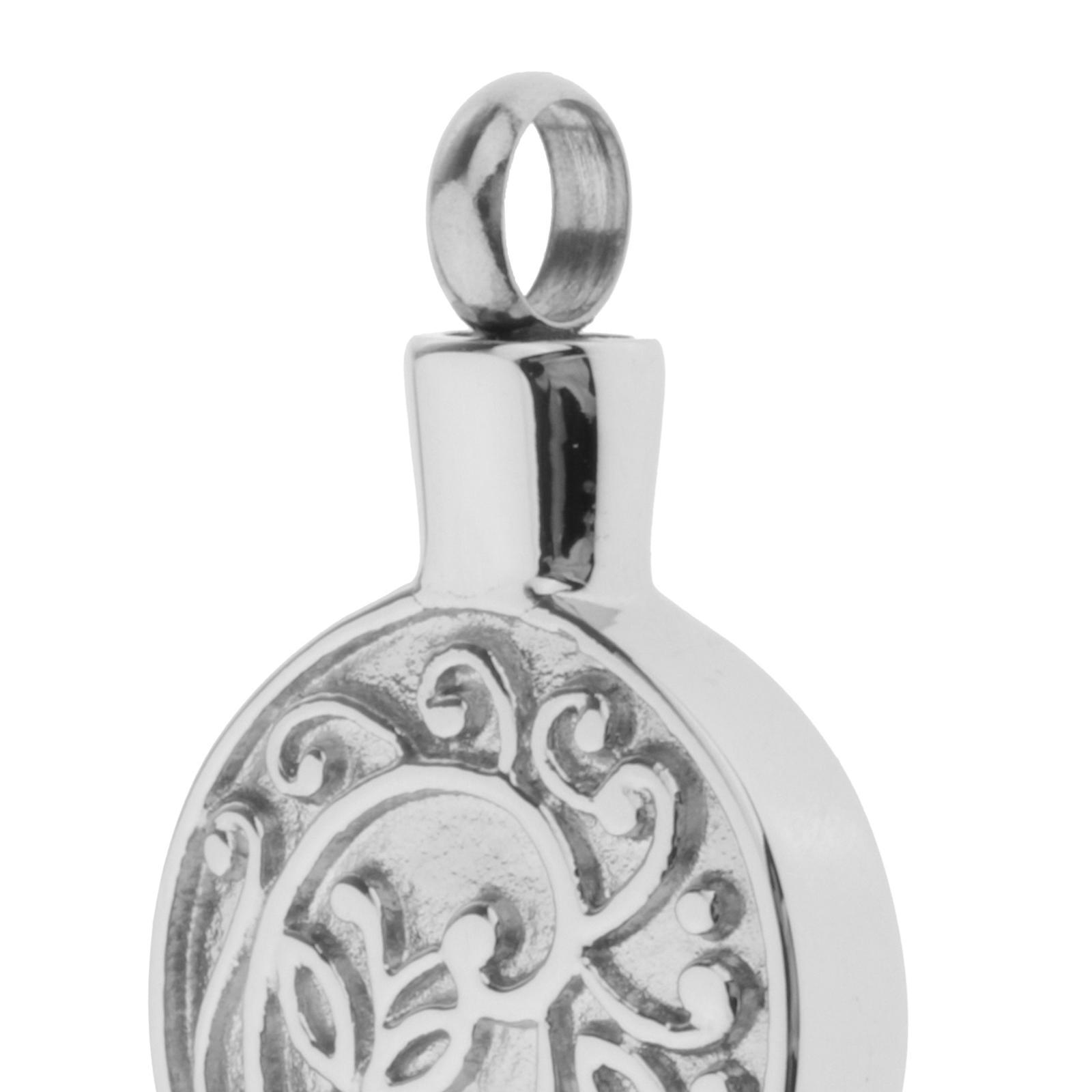 Cremation Jewelry Urn Pendant Stainless Memorial Ashes Keepsake Round