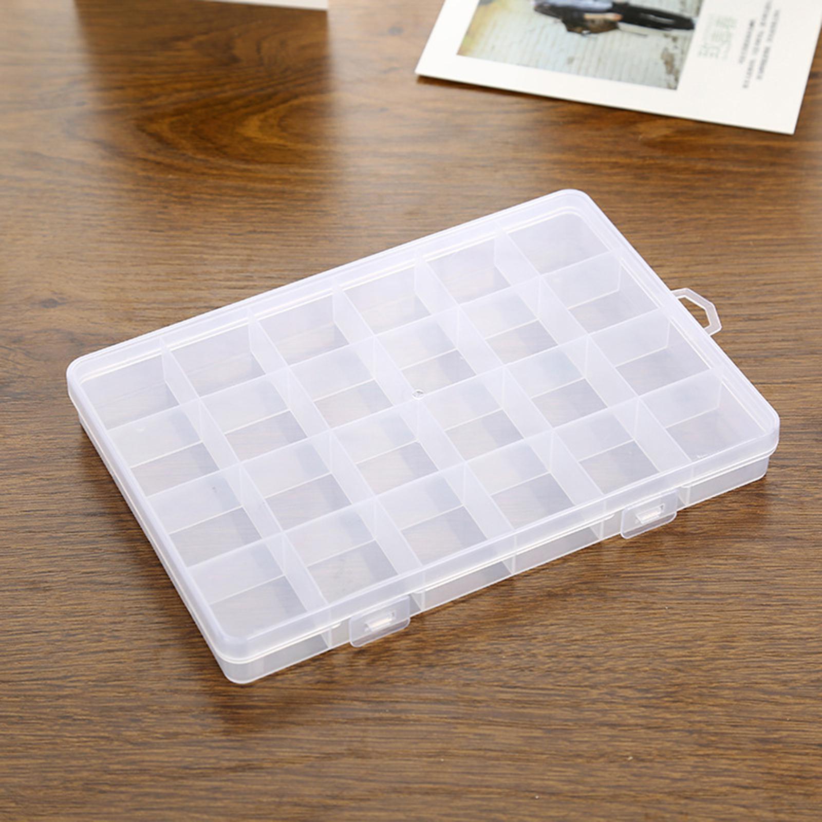 Clear 24 Grids Plastic Organizer Box Rectangle for Screws Rings Button
